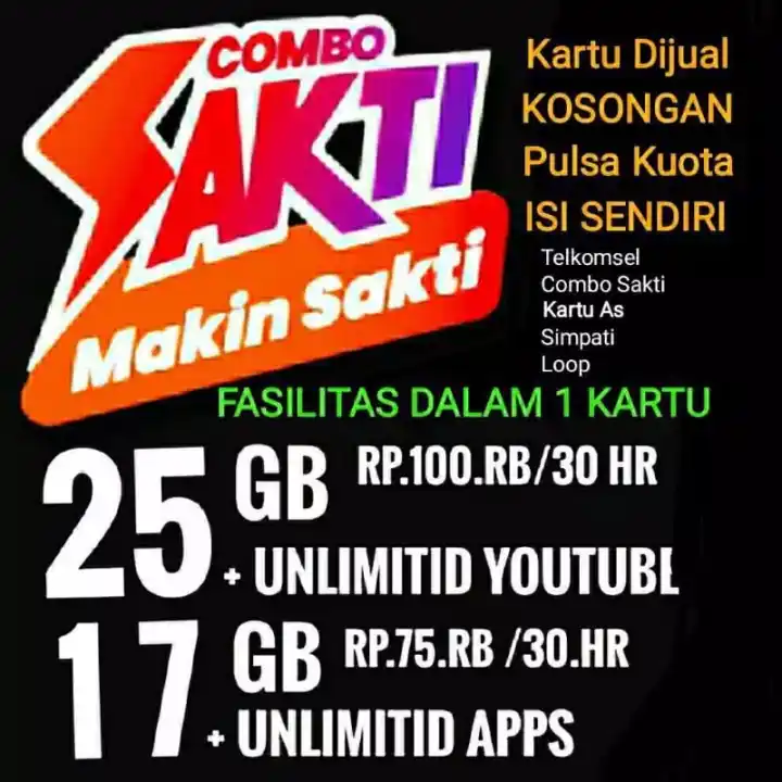 Nomor Sakti Kartu Perdana Telkomsel 25 Unlimited Youtube Kartu Perdana Combo Sakti Telkomsel Lazada Indonesia