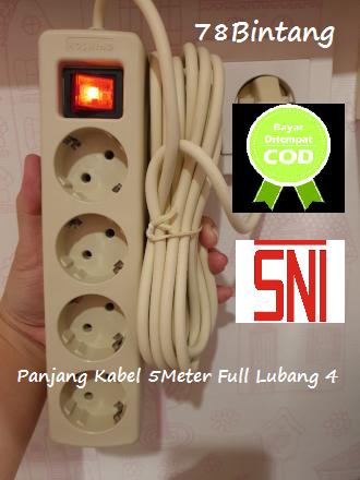78Bintang Stop Kontak 4Lubang 5Meter Full - Colokan Listrik - Stop Colokan Listrik + Kabel 5Meter Full - Colokan - Putih