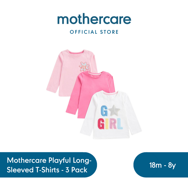 Mothercare Playful Long-Sleeved T-Shirts Pack Kaos Anak