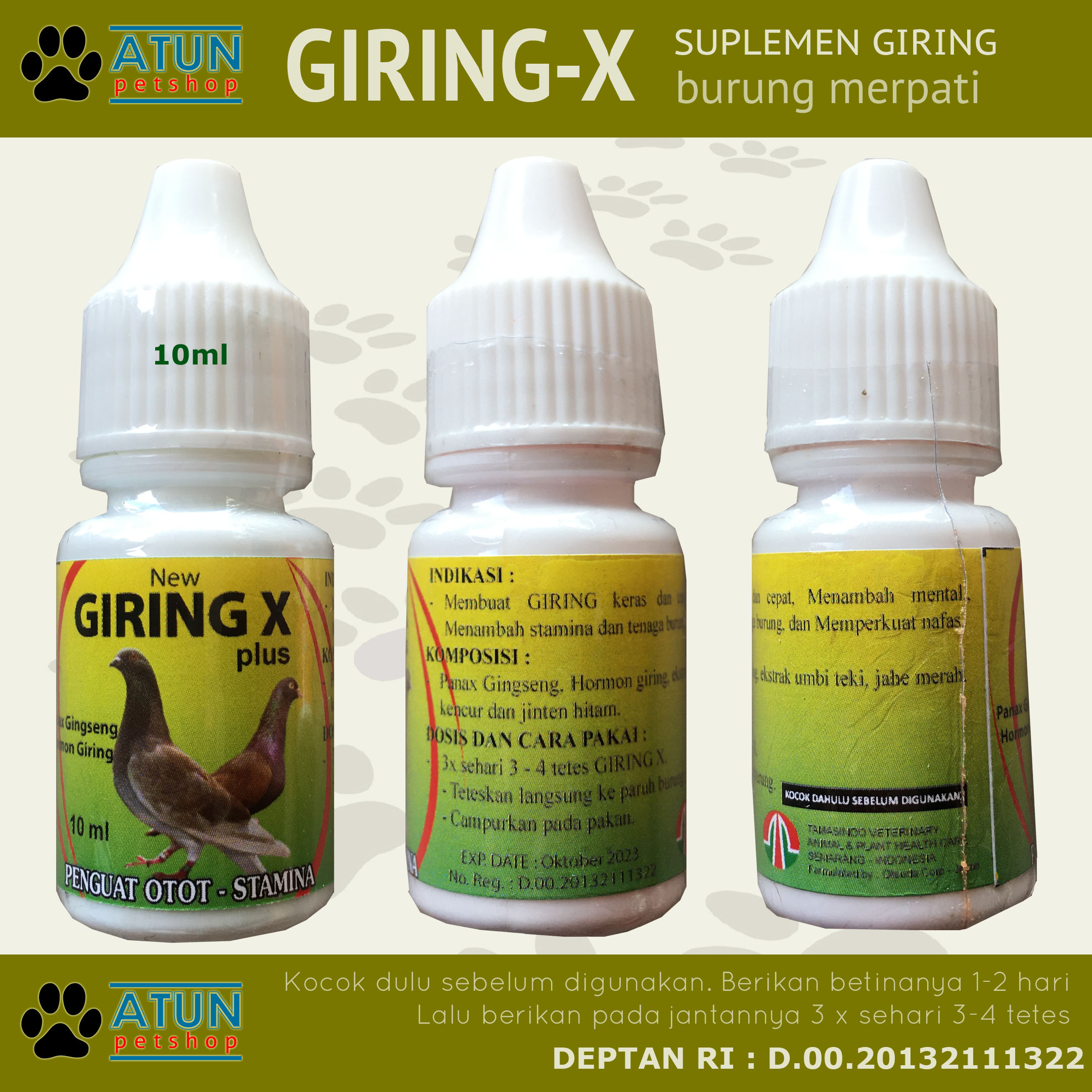 Giring X Plus Suplemen Burung Dara Merpati Agar Cepat Giring Keras