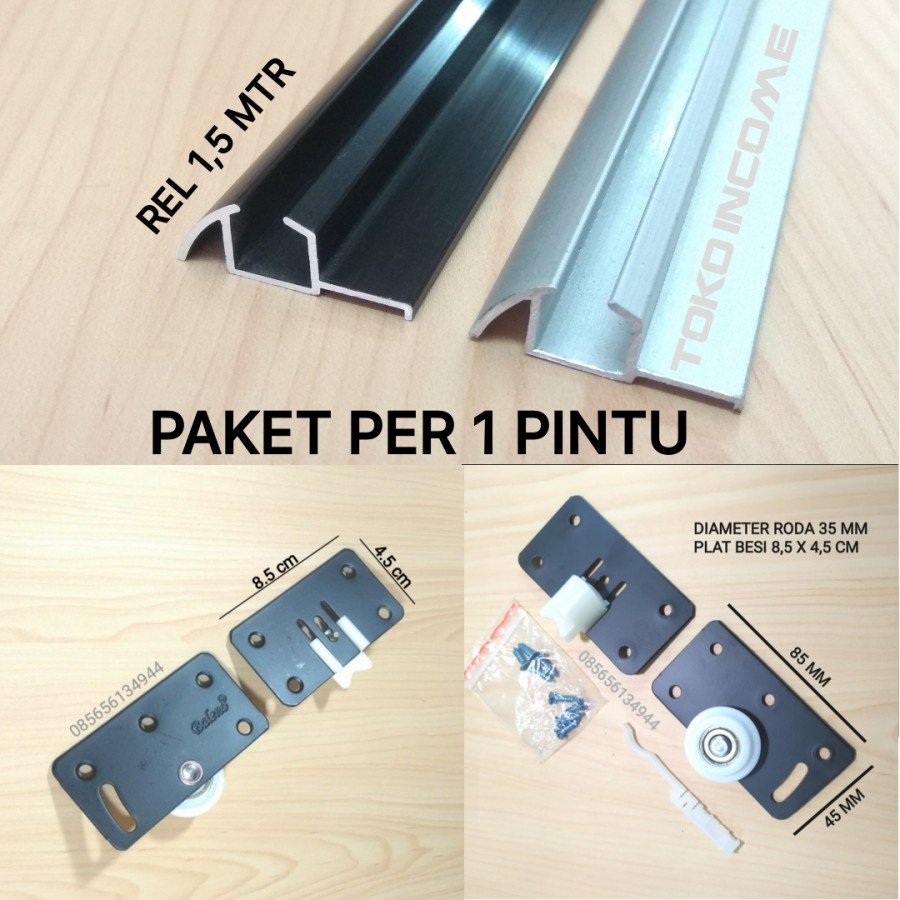 Paket Per Pintu Roda Plus Rel Timbul 380 Lemari Sliding Geser 15 M