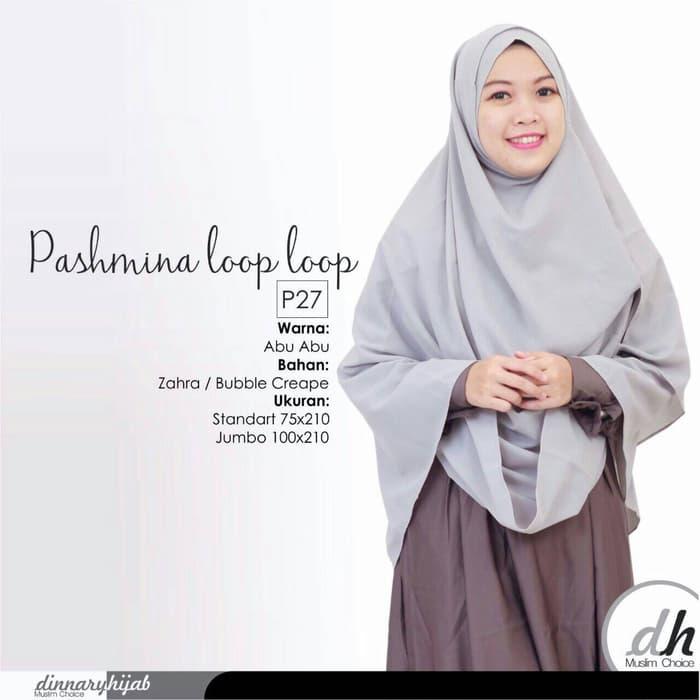 Jilbab Pashmina Dinnary Hijab Instant Syari Loop Loop Abu-abu / DZA Laris Fashion