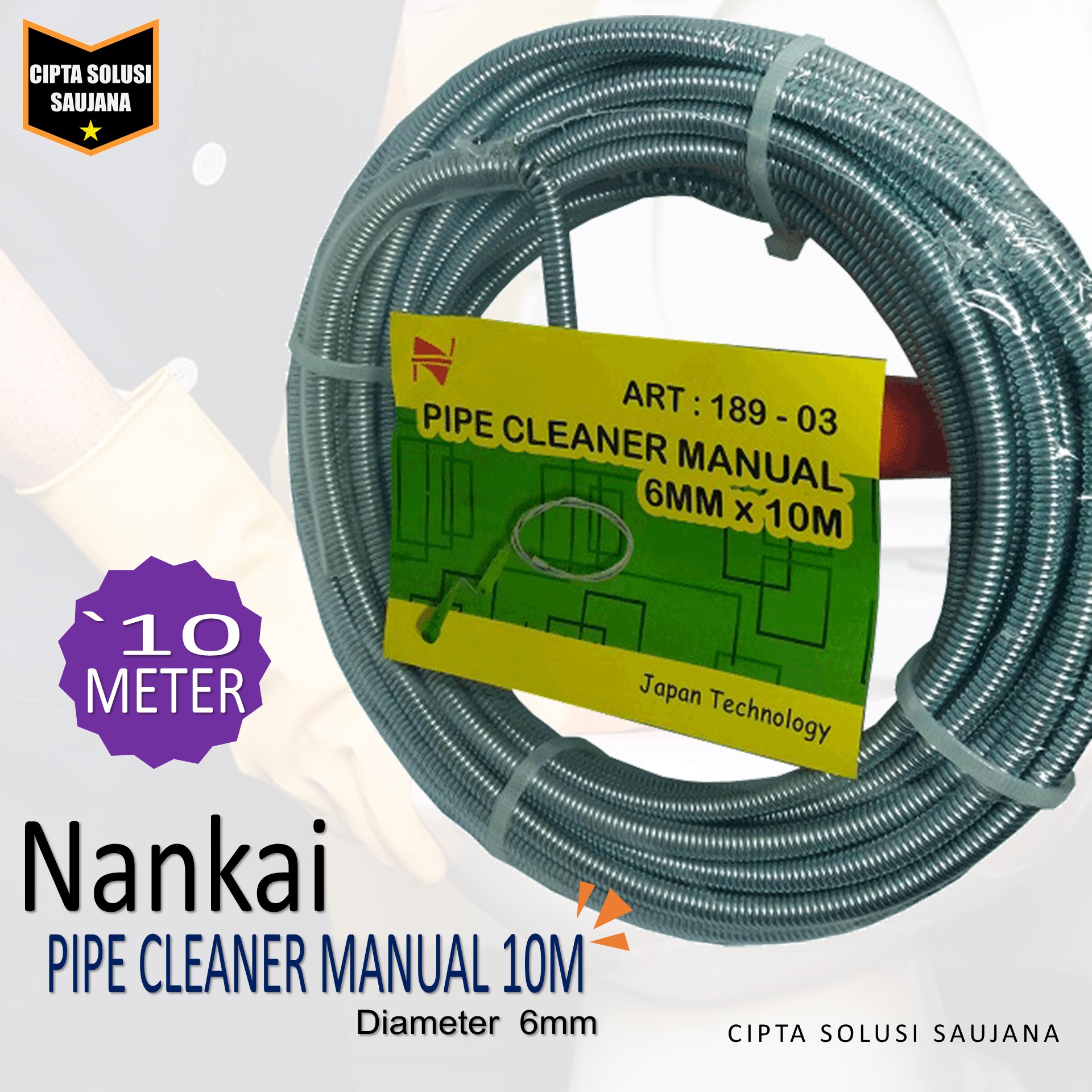 10 METER PIPE CLEANER ALAT PEMBERSIH SALURAN PIPA AIR WC WASTAFEL KABEL