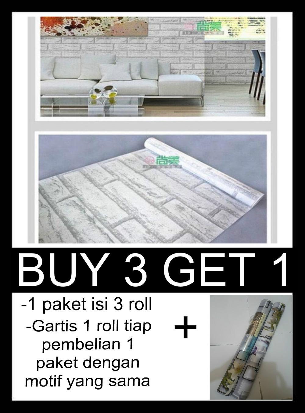 PROMO...!!! walpaper sticker dinding motif batu bata 45cm x 10m