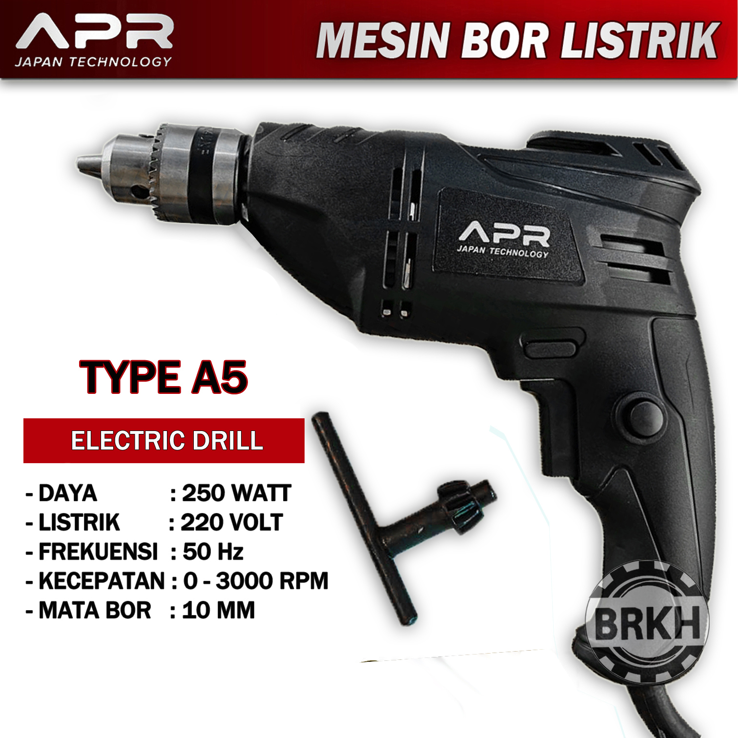 Bor Listrik 10MM APR JAPAN Type A5 LOW WATT FULL FITUR Mesin Bor Besi ...