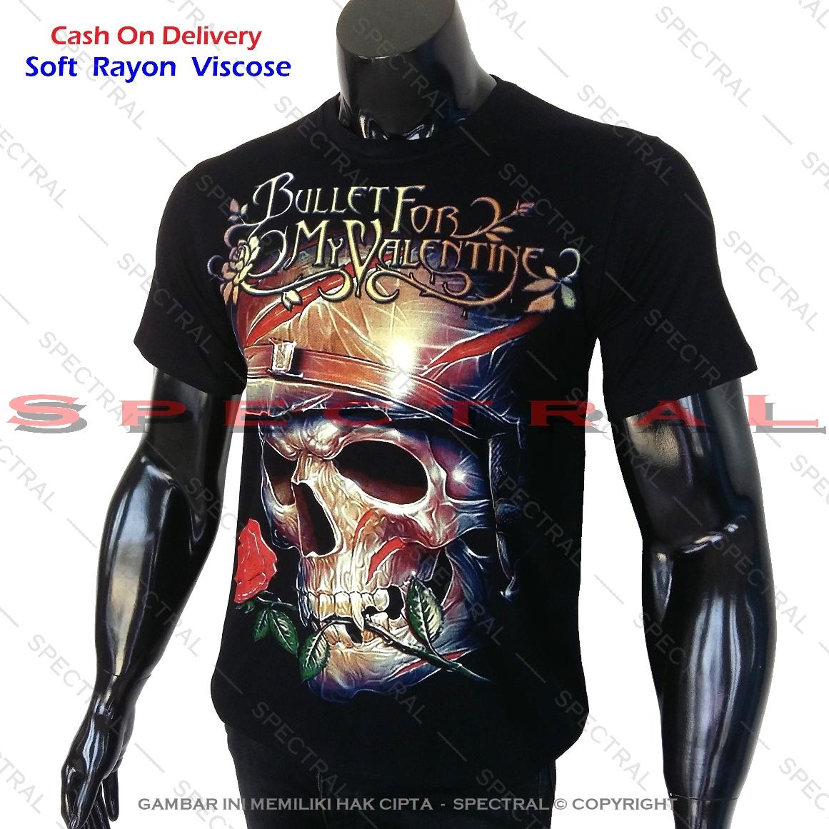 ★ Spectral ★ Kaos Pria Pure Cotton Combed T-Shirt ★ Gambar Tengkorak Horror Gothic Seram Iblis Setan Metal Rock Musik Seni Visual Design Art 5 ★