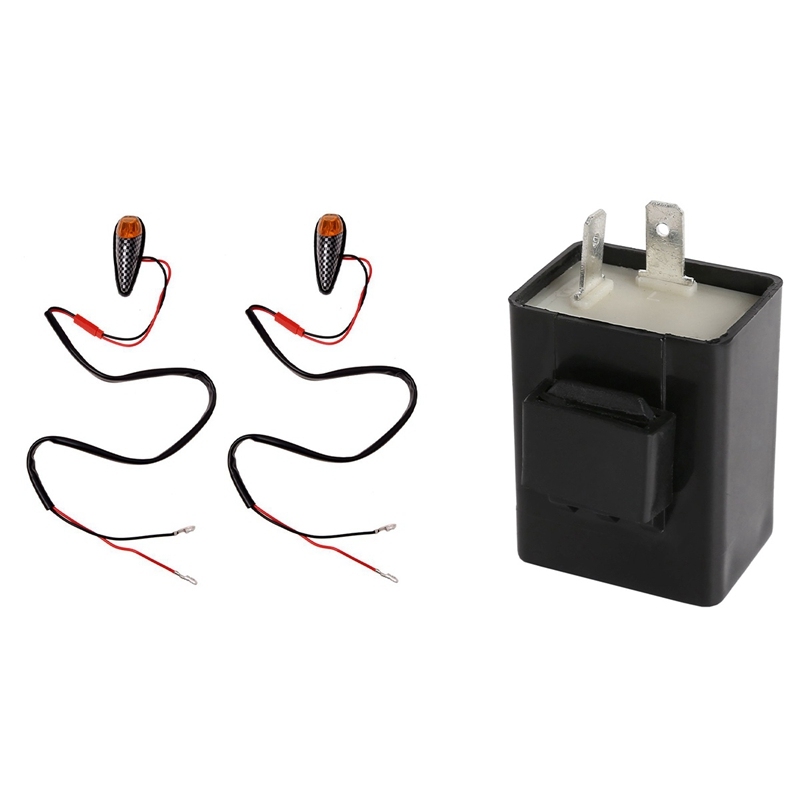 1 Pcs Black Motorcycle Turn Signal Flasher & 1 Pcs a PAIR 5W LED Lights Turn Signal Light Bulb Lamp