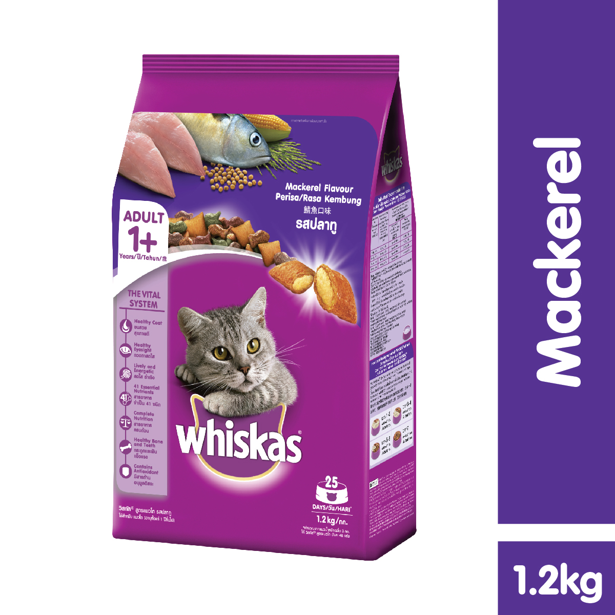 WHISKAS Makanan Kucing Kering Rasa Mackerel 1.2kg Lazada Indonesia