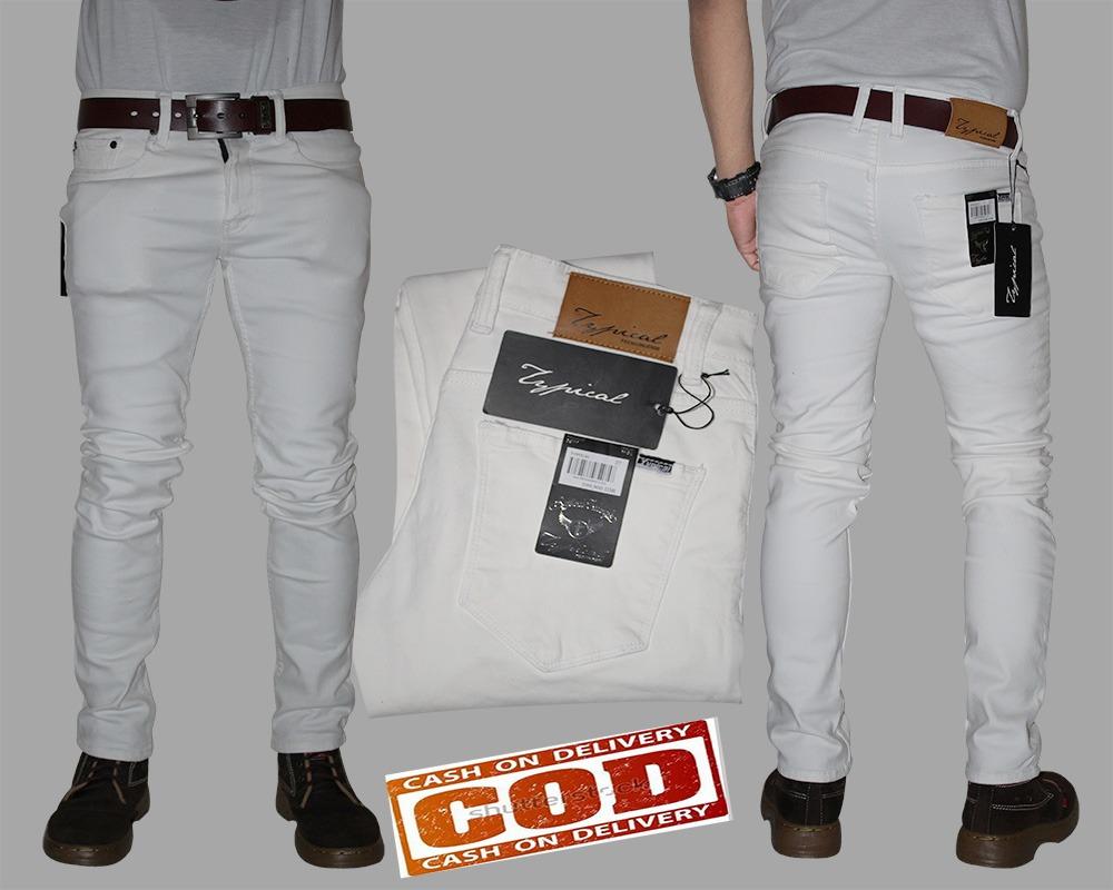 Jeans pria - Bisa bayar ditempat - COD - Celana jeans terkini/ warna putih bersih/ bahan soft jeans/ street/ skinny jeans bahan ngaret dan nyaman digunakan