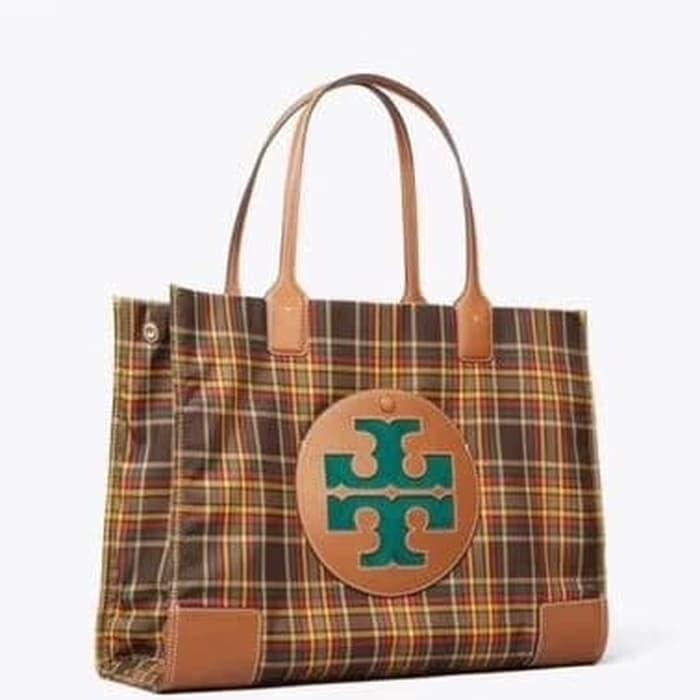 plaid tote bag