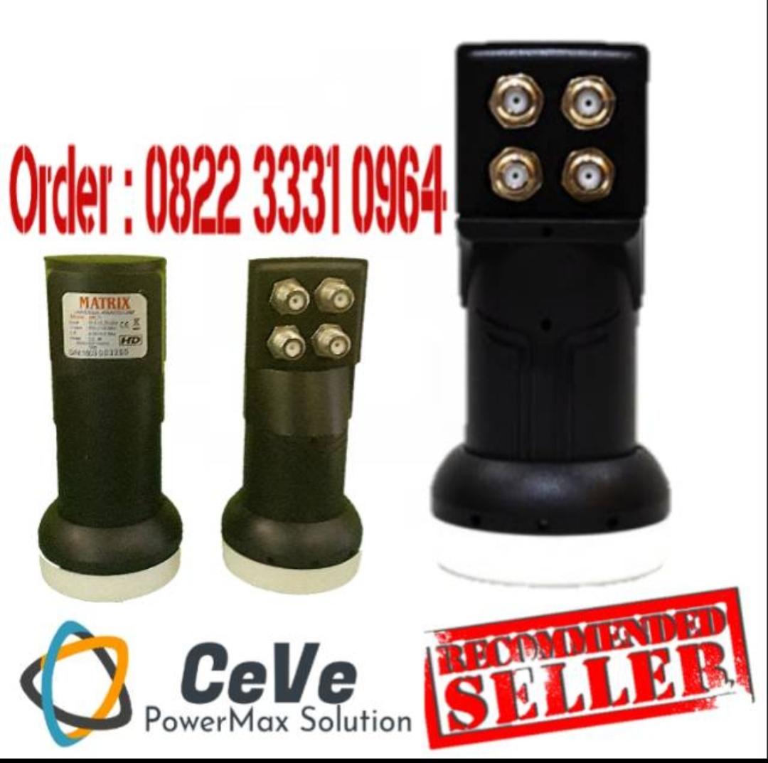 LNB F KU BAND Matrix Qwarto atau 4 OUT untuk 4 Receiver atau TV Menggunakan 1 Antena Parabola