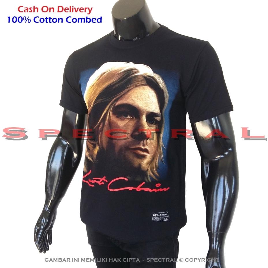Spectral - Black Premium Cotton – Kaos Kurt Cobain Nirvana Band Rock Metal - Pure Cotton Combed 30s - Real Pic - Ready Stock - Jakarta - Distro Bandung - Keren - Bahan Bagus - Lembut - Nyaman - Adem - Awet - Simple Fashion - Lazada Express – Hitam