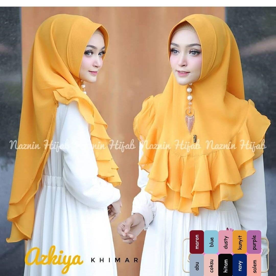 Khimar Syari Azkiya Series Kunyit hijab cantik / jilbab khimar / kerudung instan / khimar oneto