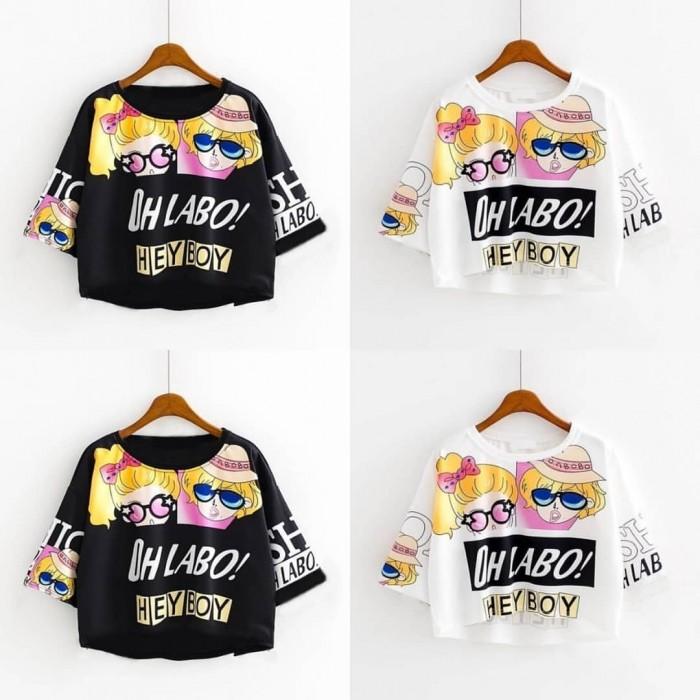 Labelledesign Kaos OH Labo / Baju Pendek Wanita / Kaos Pendek / Atasan Model Crop Tee / T-Shirt Wanita / Crop Tee / Kaos Lengan Pendek #550