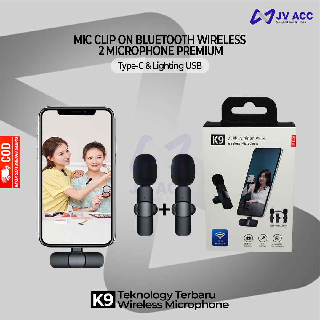 K9 MIC CLIP ON BLUETOOTH WIRELESS 2 MICROPHONE PREMIUM Lazada Indonesia