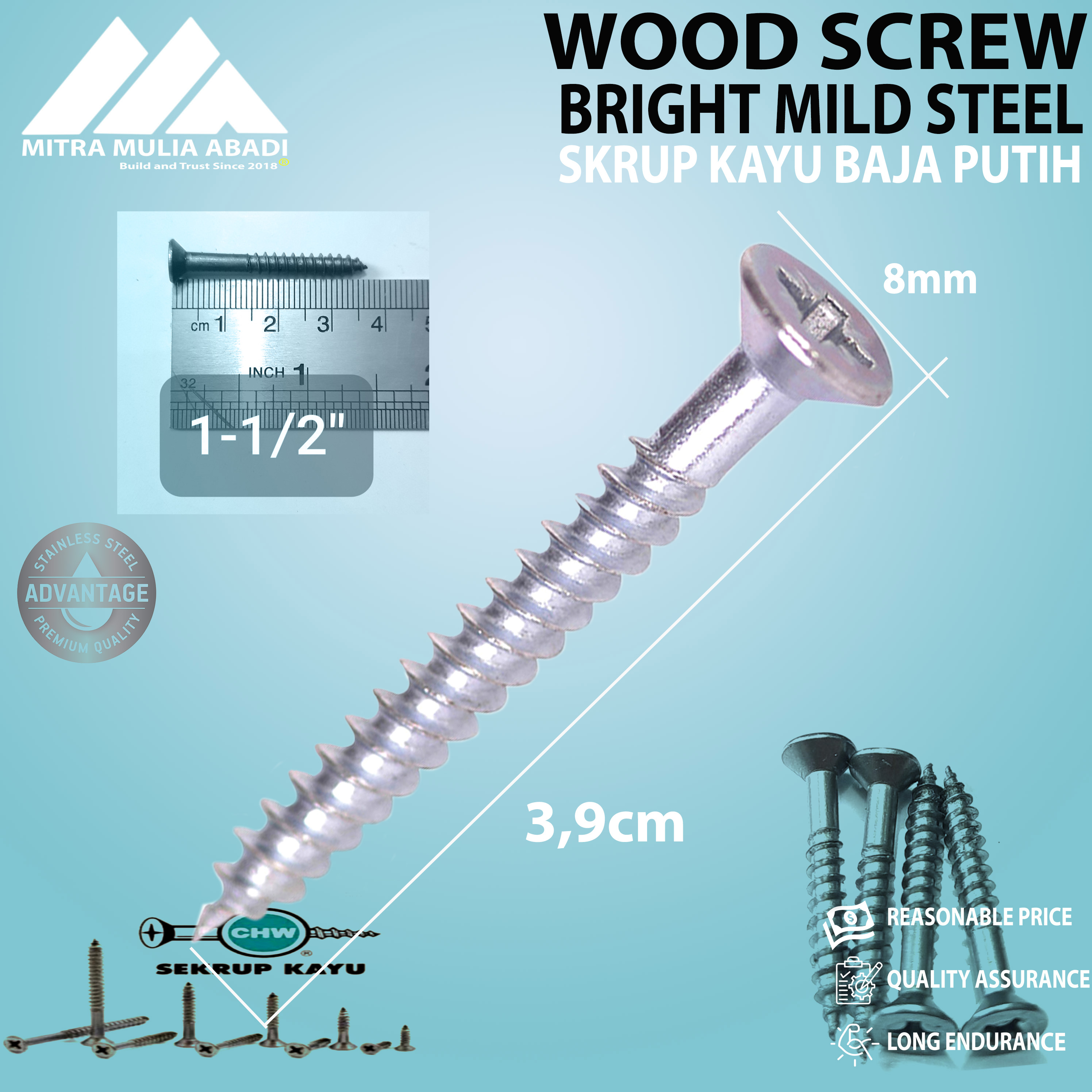 Sekrup Kayu Chw Inch X Skrup Wood Screw A Lazada Indonesia