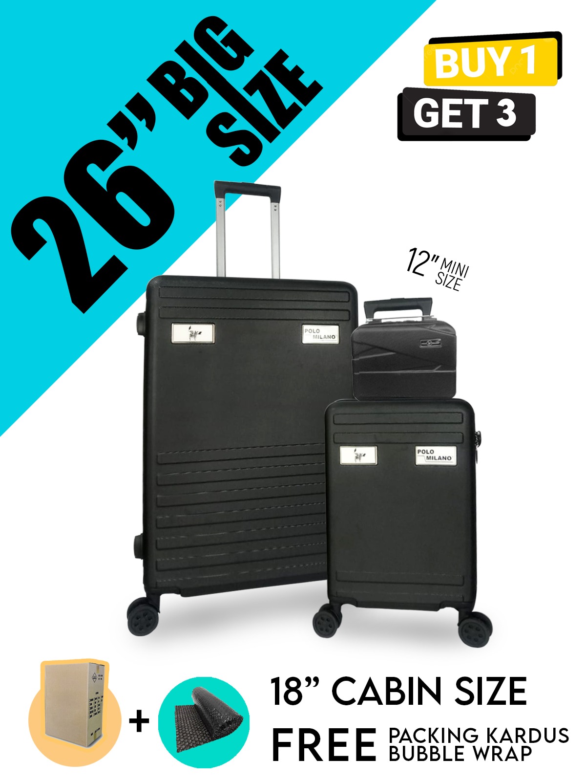 Special Offer Beli Dapat Koper Hardcase Polo Milano 12+18+26 - Main Image