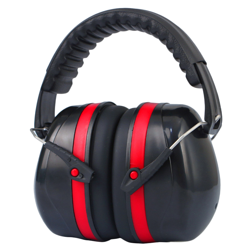 Headset Hearing Protection Ear Muffs Hunting Sleep Work Noise Reduction Sound Ear Protector Earmuffs,Black & Red