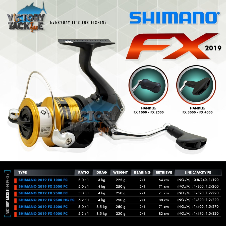 Reel Shimano 2019 FX 1000 / 2000 / 2500 / 3000 / 4000