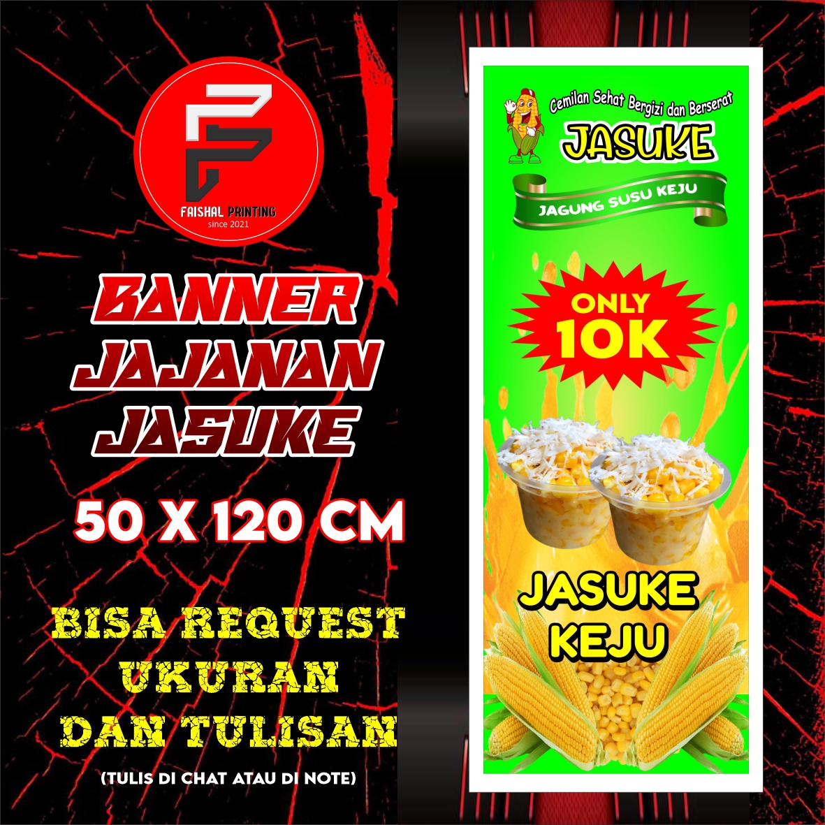 Banner Jasuke / Spanduk Jajanan / Banner Jagung Susu Keju / Banner