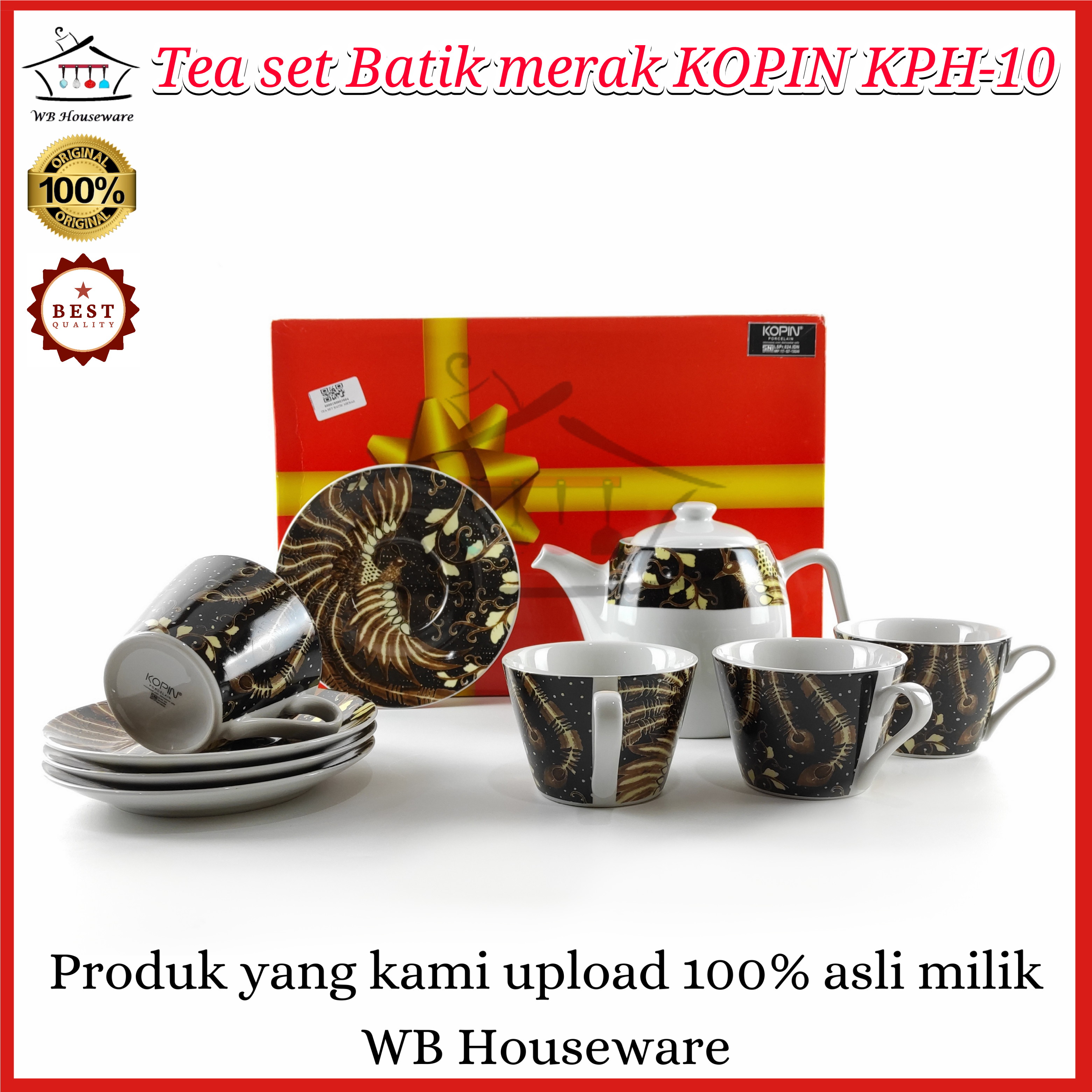 cangkir teh set motif batik merak / tea set / gelas KOPIN KPH-10 (1 ...