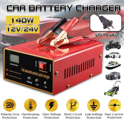 Charger Aki/Accu Mobil Motor 10A/12v 24v/Intelligent LCD Charger