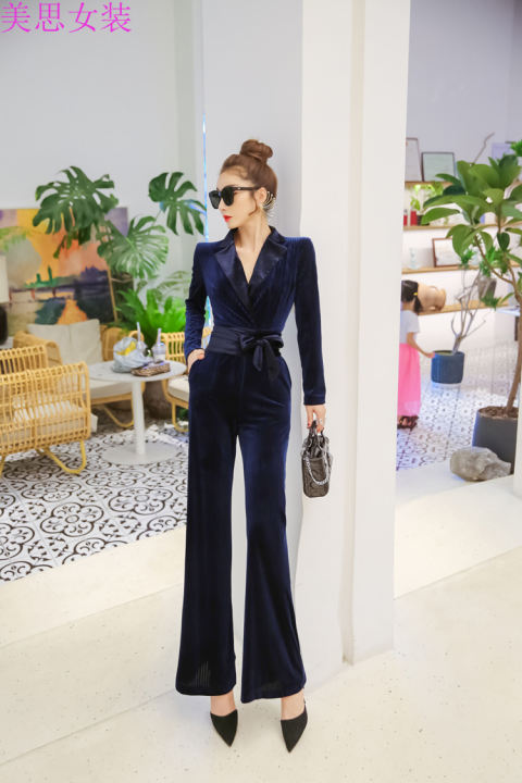 tight velvet jumpsuit