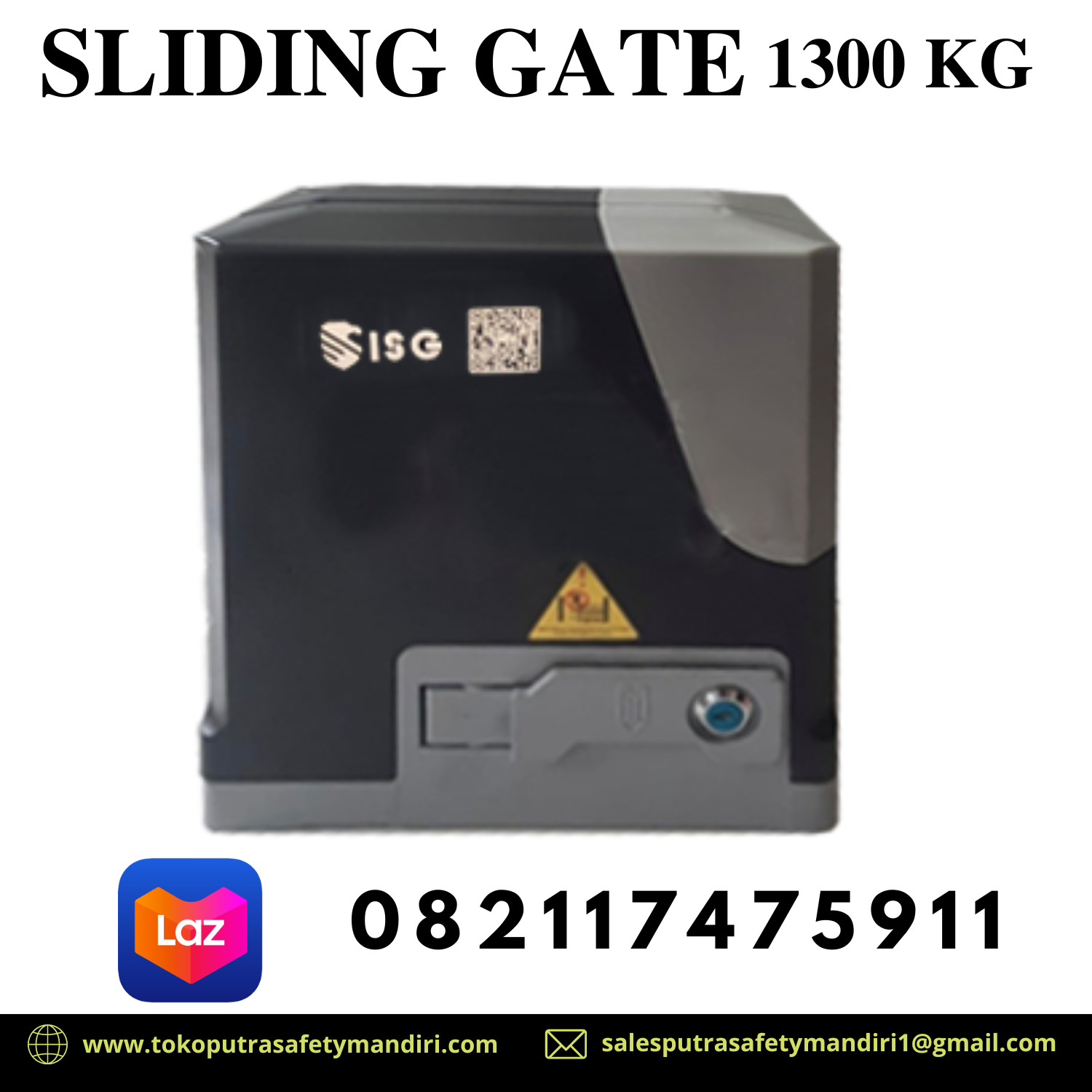 AUTOMATIC SLIDING GATE 1.3 TON MERK ISG FREE GEAR RACK 4 METER MOTOR