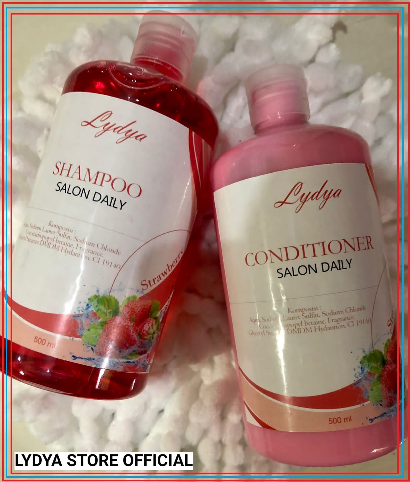 LYDYA PAKET Daily Salon Shampoo & Conditioner Stawberry 500 ml / Sampo