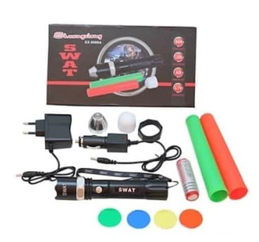 PAKET Lengkap Senter Led Emergency Swat Police Cone Kompas SX 8008