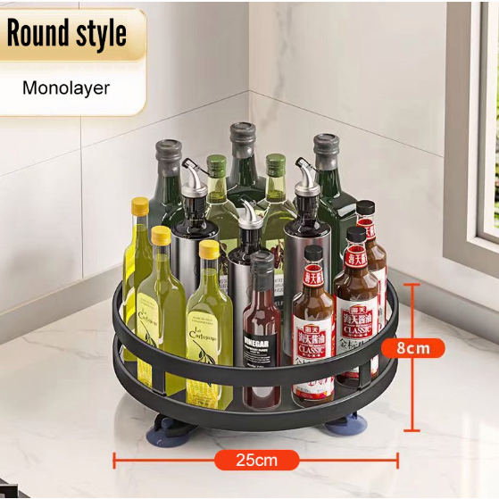 Rak Bumbu Stainless Steel Putar 360 Derajat Rak Bumbu Dapur 3 Susun