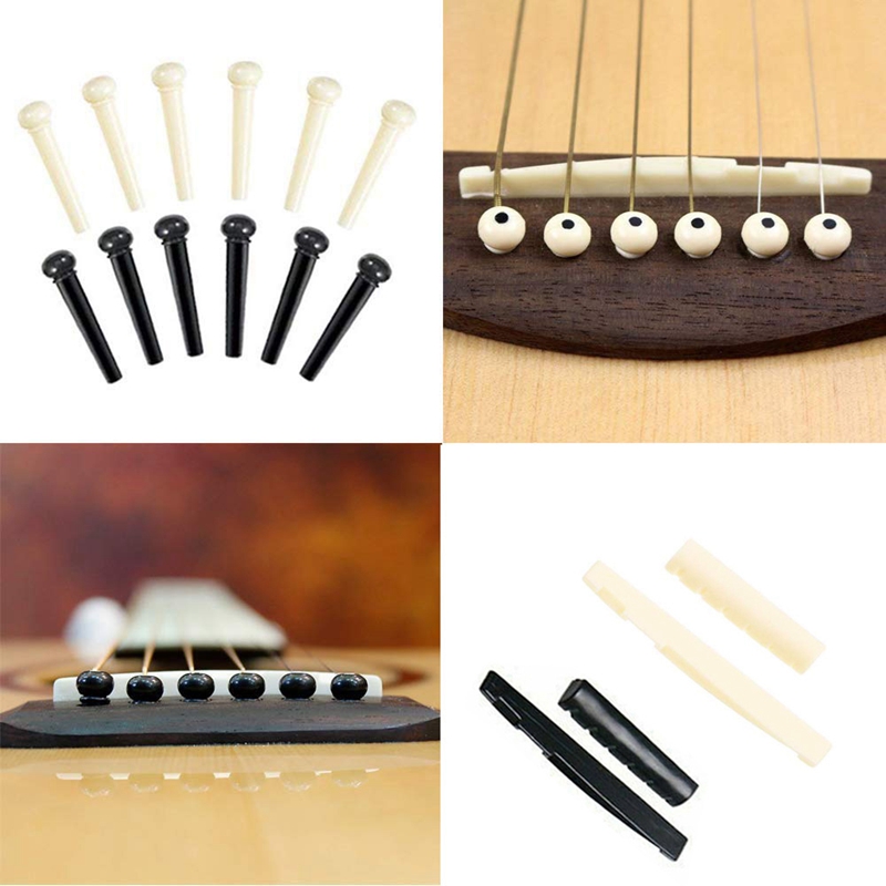 BOZHZO 60 PCS Guitar Accessories Kit Including Guitar Picks,Capo,Tuner,Acoustic Guitar Strings,3 in 1String Winder,Bridge Pins,6 String Bone Bridge Saddle and Nut,Finger Picks 