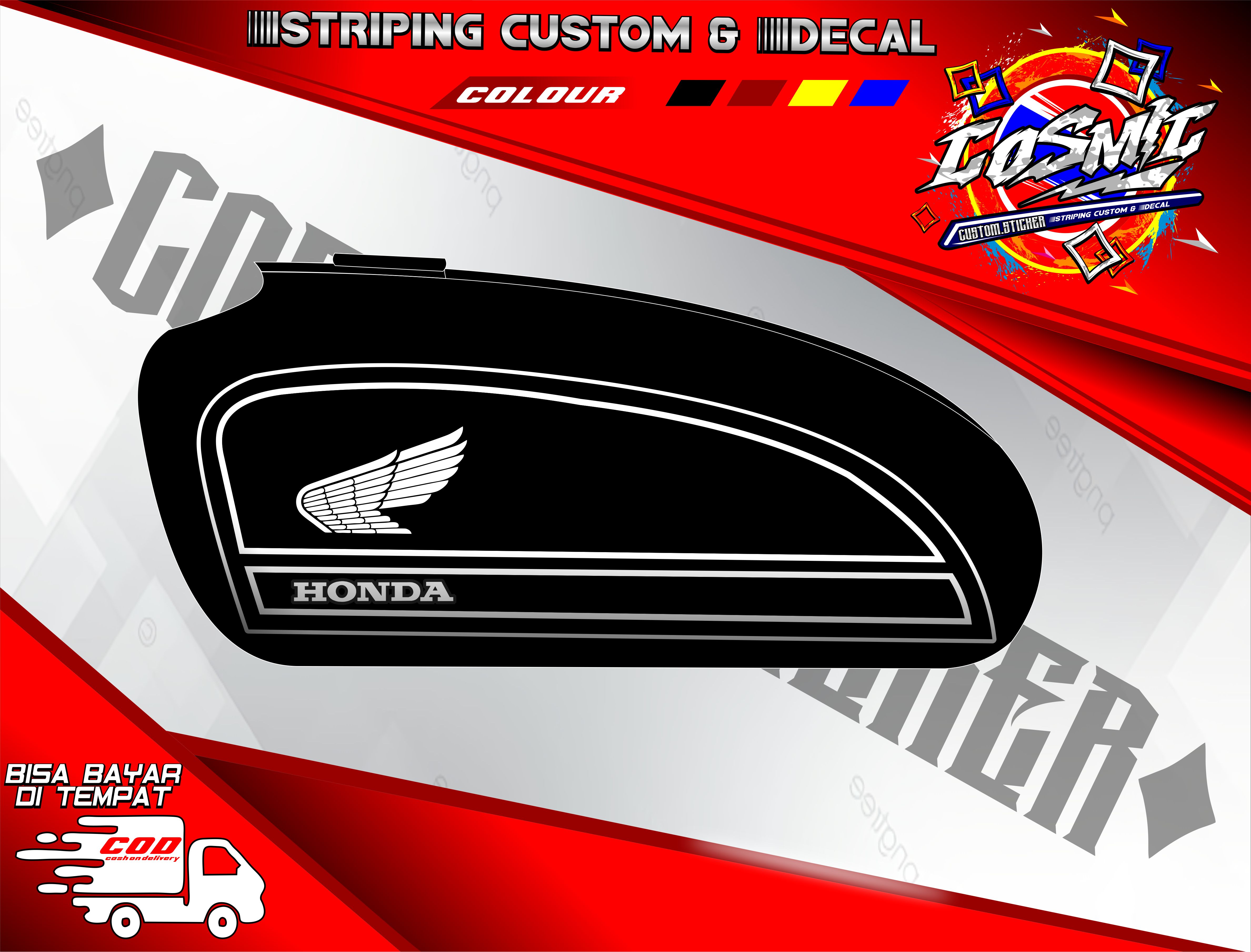 STRIPING CB GLATIK / CB 100 SIMPLE MINIMALIS STICKER DECAL MOTOR CUSTOM ...