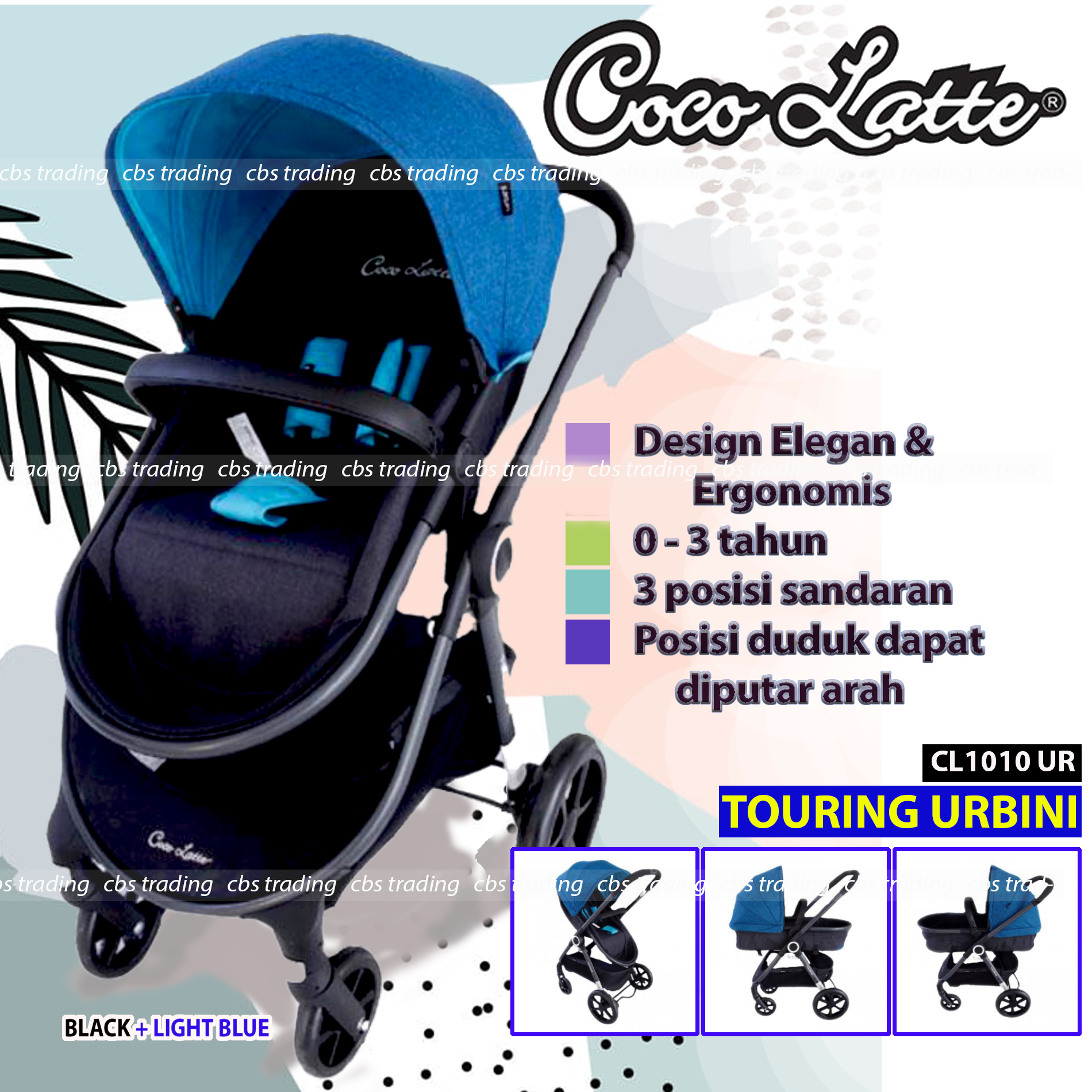 Urbini Touri Cocolatte Stroller UR Touring Urbini CL-1010 Kereta