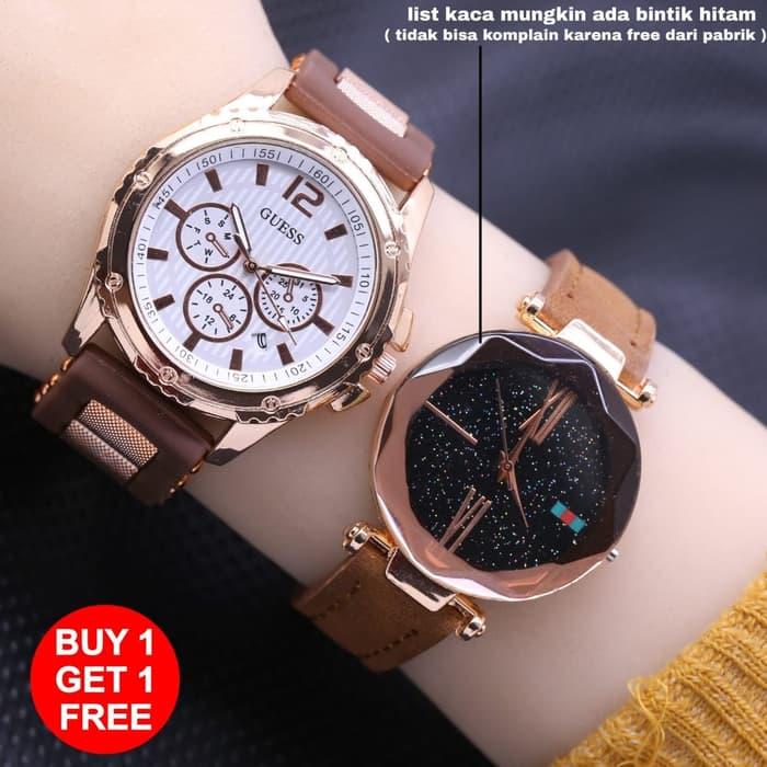 Bayar di tempat (COD)..!!! PROMO BUY 1 GET 1 ..!!! JAM TANGAN CEWEK GUESS FREE JAM GC KULIT TERBARU