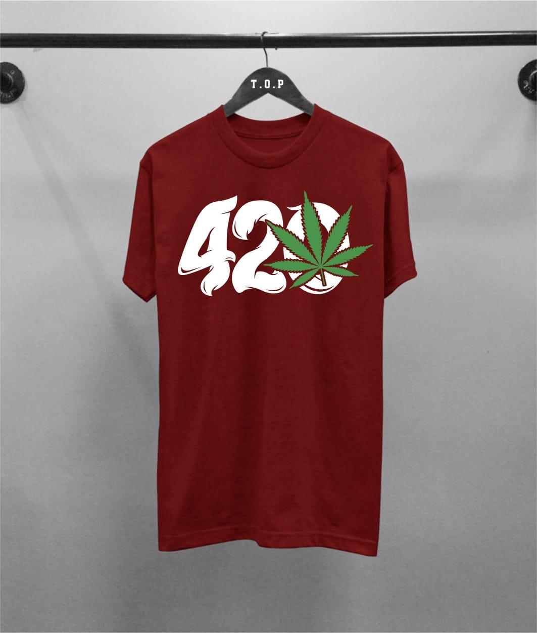 Grosir Kaos Distro 420 Maroon Combed 30S / Atasan Pria / T-Shirt Distro