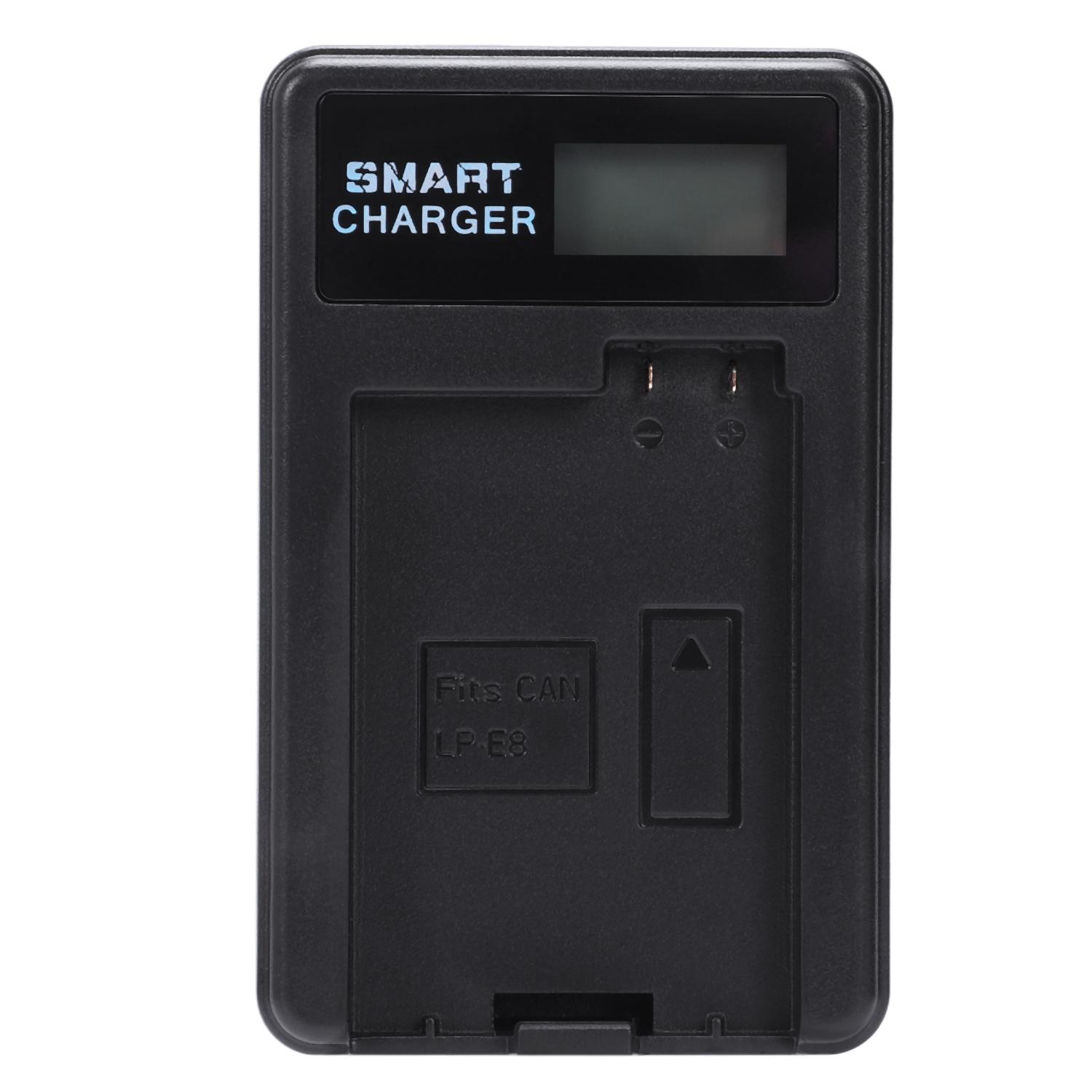 Usb Charger With Lcd Display For Canon Lp-E8 Battery And Canon Rebel T3i T2i T4i T5i, Eos 600d 550d 650d 700d, Kiss X5 X4 X6i X7i Digital Camera
