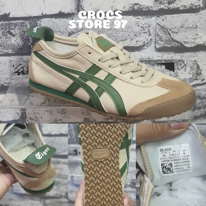 Bisa COD ONITSUKA TIGER MEXICO66 LEATHER KREM HIJAU MADE IN