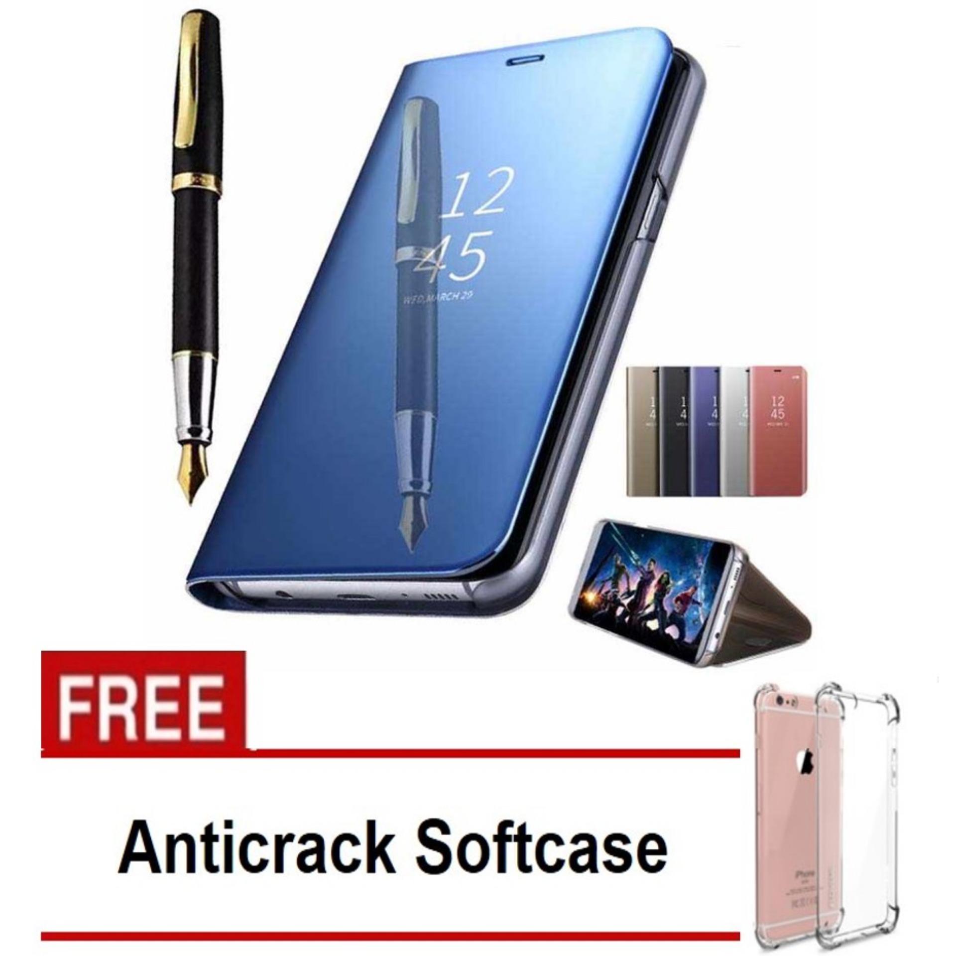 Standing Case Executive OPPO F9 Flipcase Flip Mirror Cover Casing Hp - Random Color + Free Anticrack Softcase