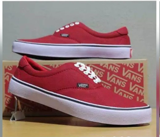 red and gray vans