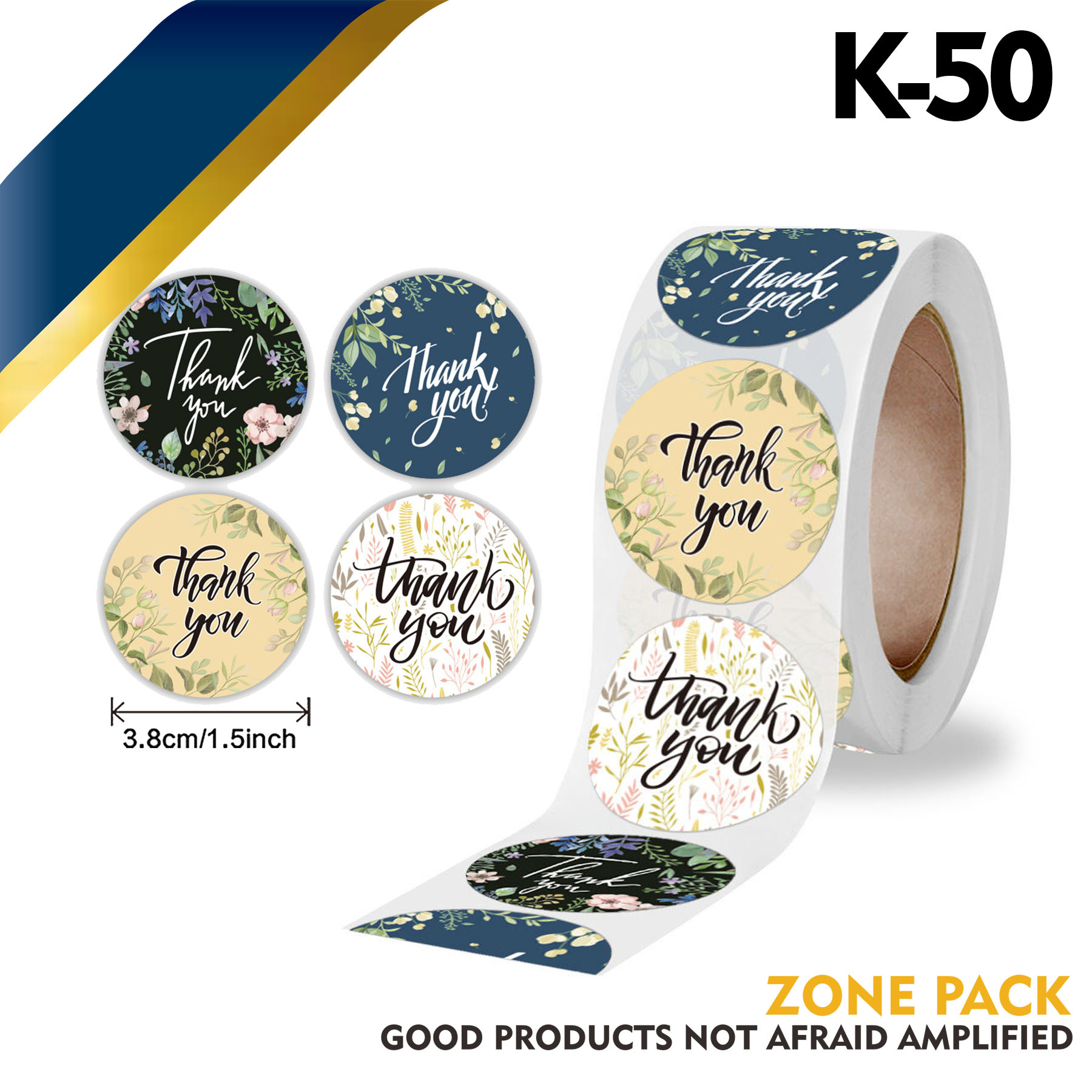 1 roll 500 pcs Stiker Tulisan Motif Thank You For Your Order 3,8cm ...