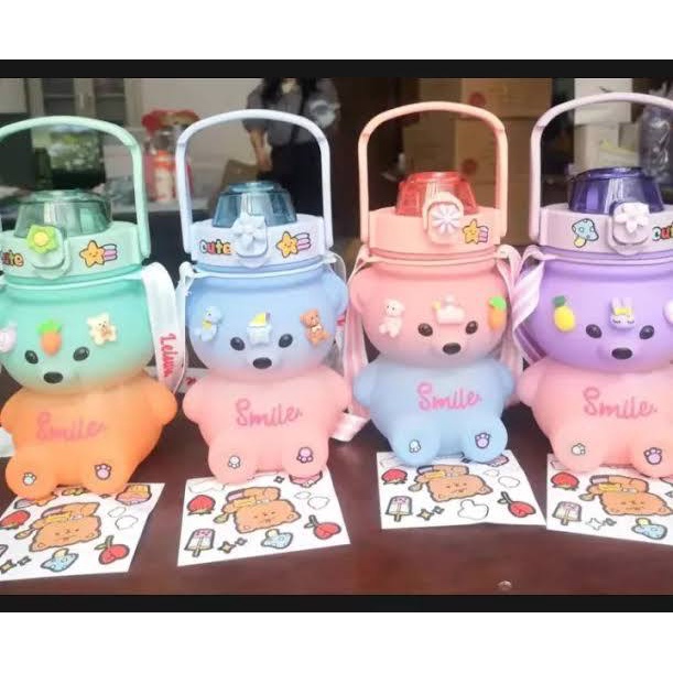 PAMAPO - Botol Bear Smile Gradasi Free Sticker 2D 3D Tali 1300ml ...