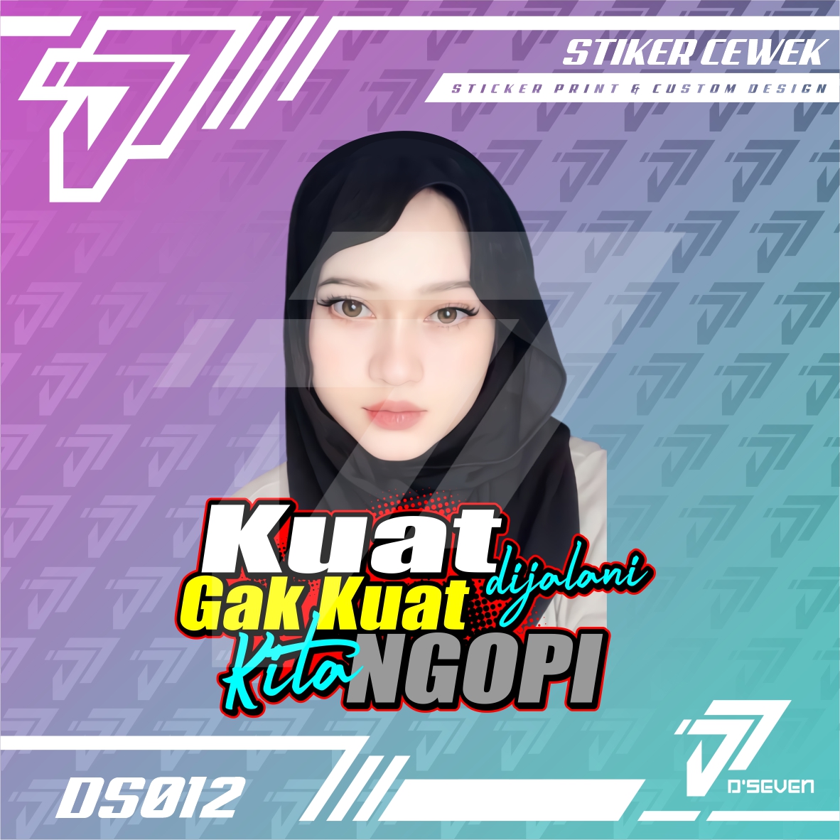 Stiker Foto Cewek Hijab Vector Seksi Custom Bisa Request Foto & Kata