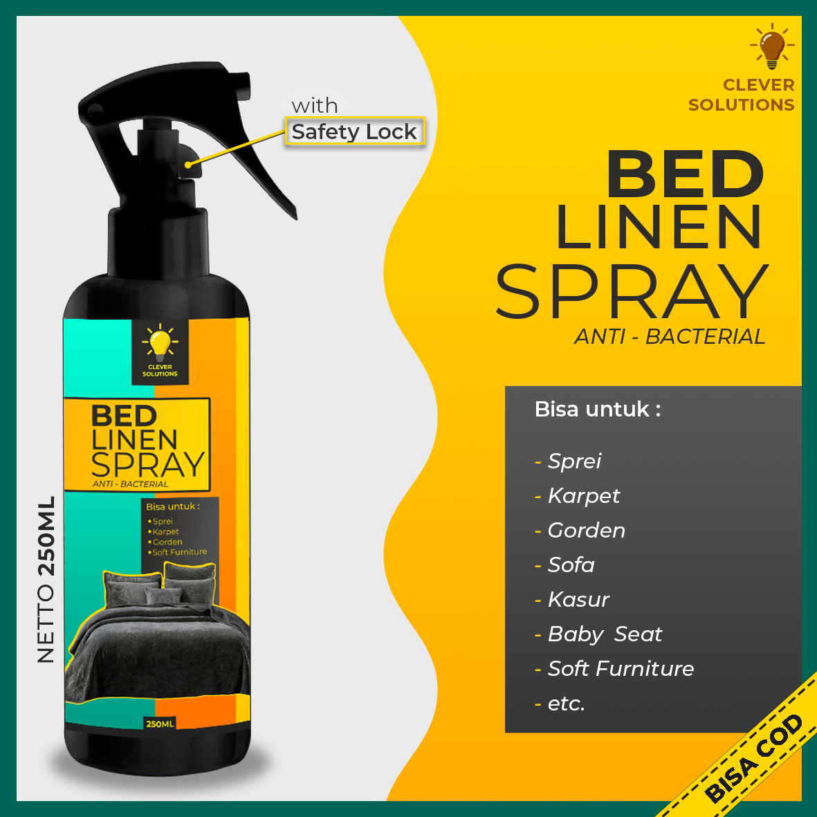Bed Linen Spray Disinfectant with Anti Bacterial Virus Essential Oil