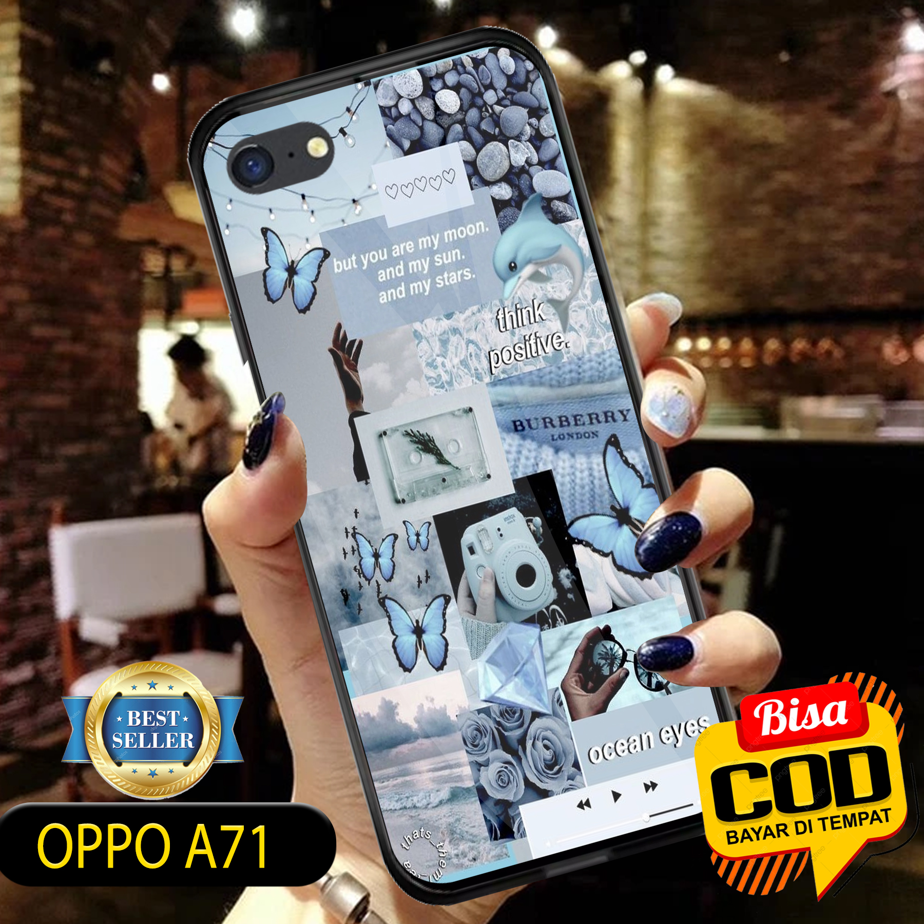 Case Oppo A71 Aesthetic Series 02 Glass Kaca Silikon Terbaru All
