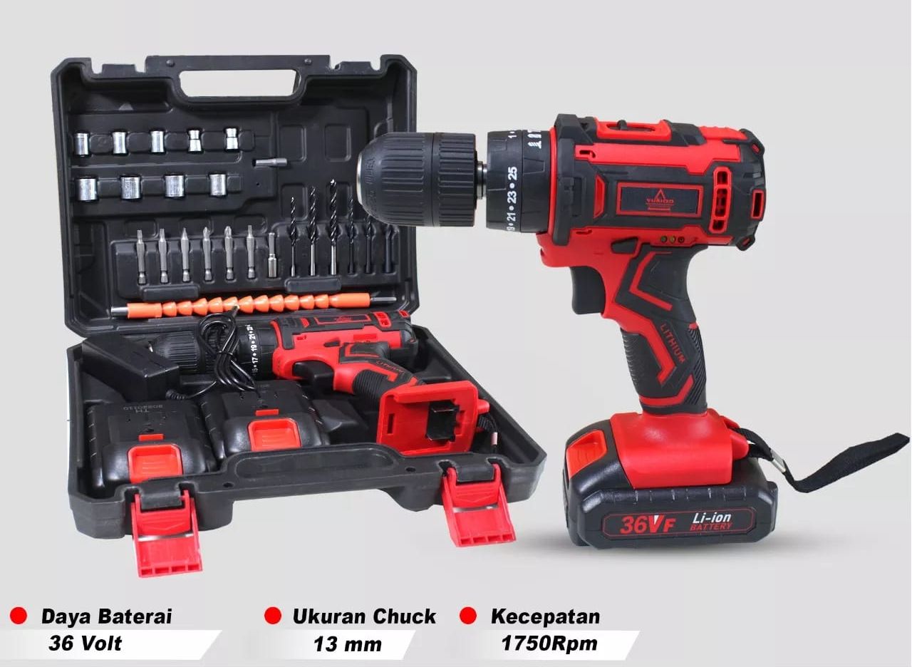 TERLARIS CORDLESS Drill 12 Volt RYU RCD12V Mesin Bor 2 Baterai Koper