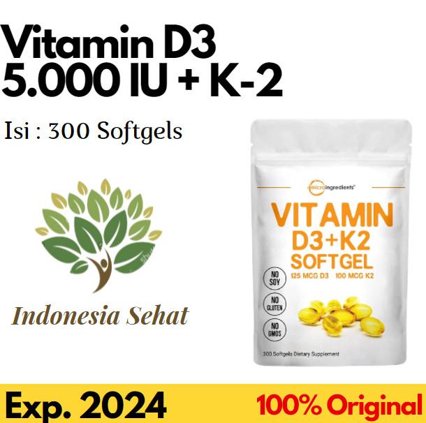 Discount MicroIngredients Vitamin D3 5000IU + Vitamin K2 100mcg 300 SoftGel /VITAMIN PENGGEMUK