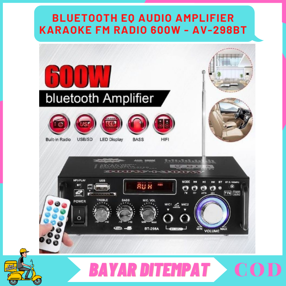 ORIGINAL - HIFI Audio Amplifier Karaoke FM Radio 600W Bluetooth EQ - AV