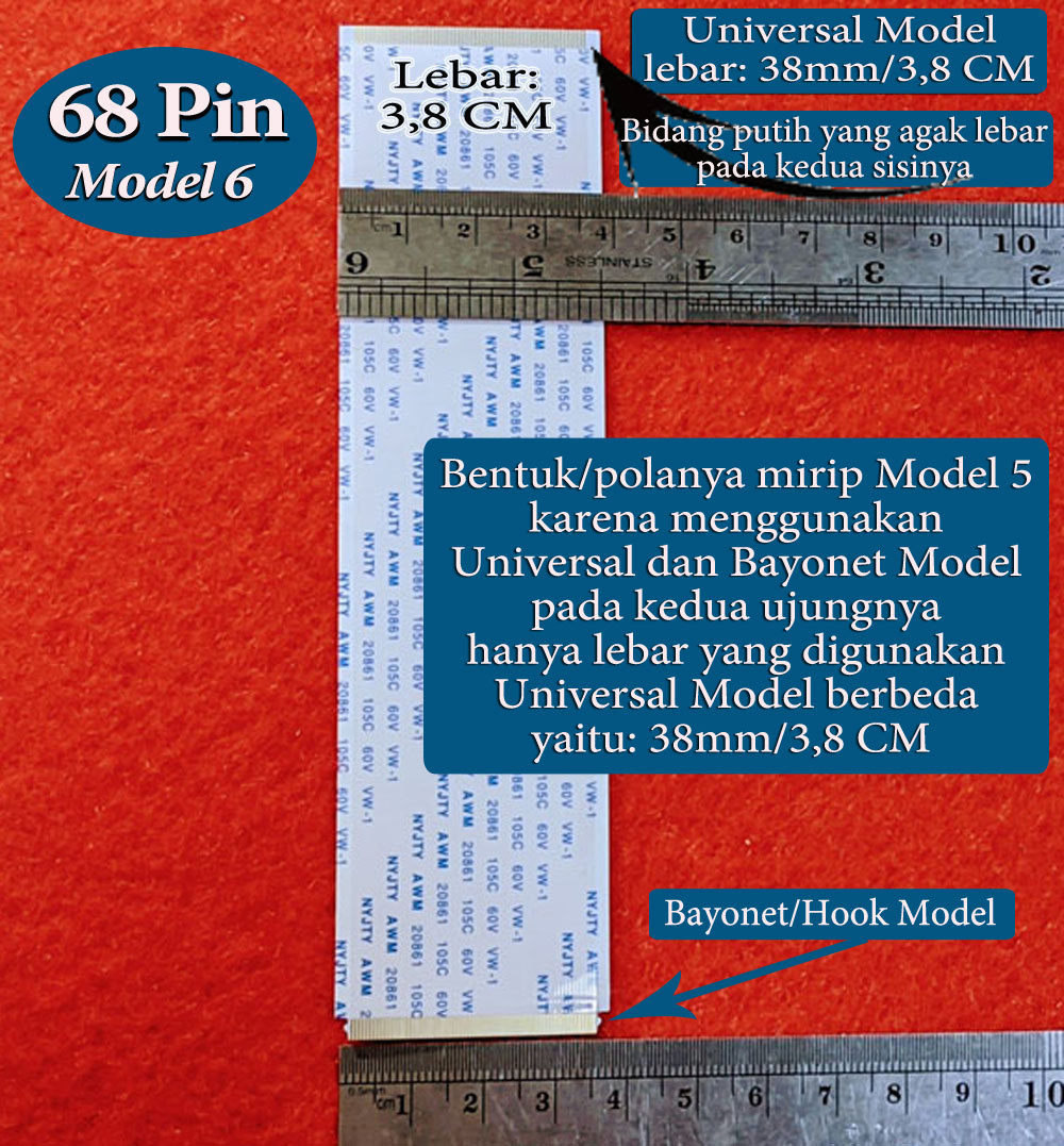 Logic Board Cable/Kabel T-Con LCD TV/Kabel Flexible/FFC 68pin Pitch 0
