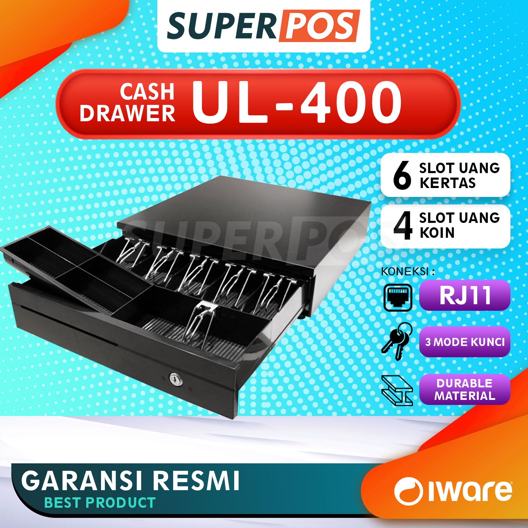 LACI KASIR UANG CASH DRAWER IWARE UL400 RJ11 Lazada Indonesia